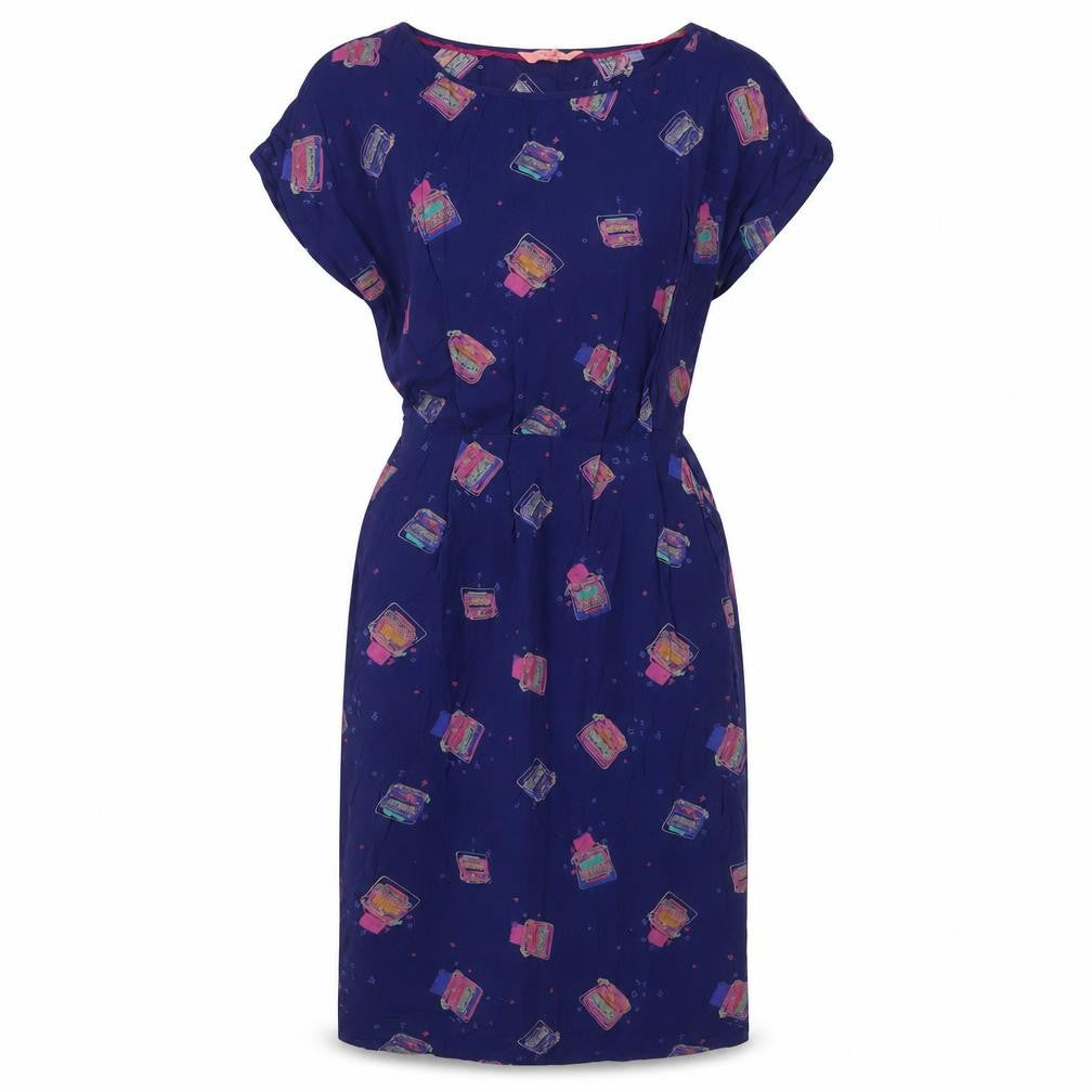 Front view of White Stuff Women’s Blue Geometric Dress, size UK 8