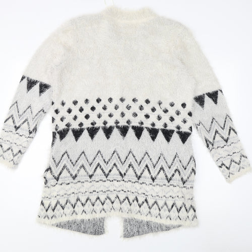 Damart Women's White Geometric Cardigan M