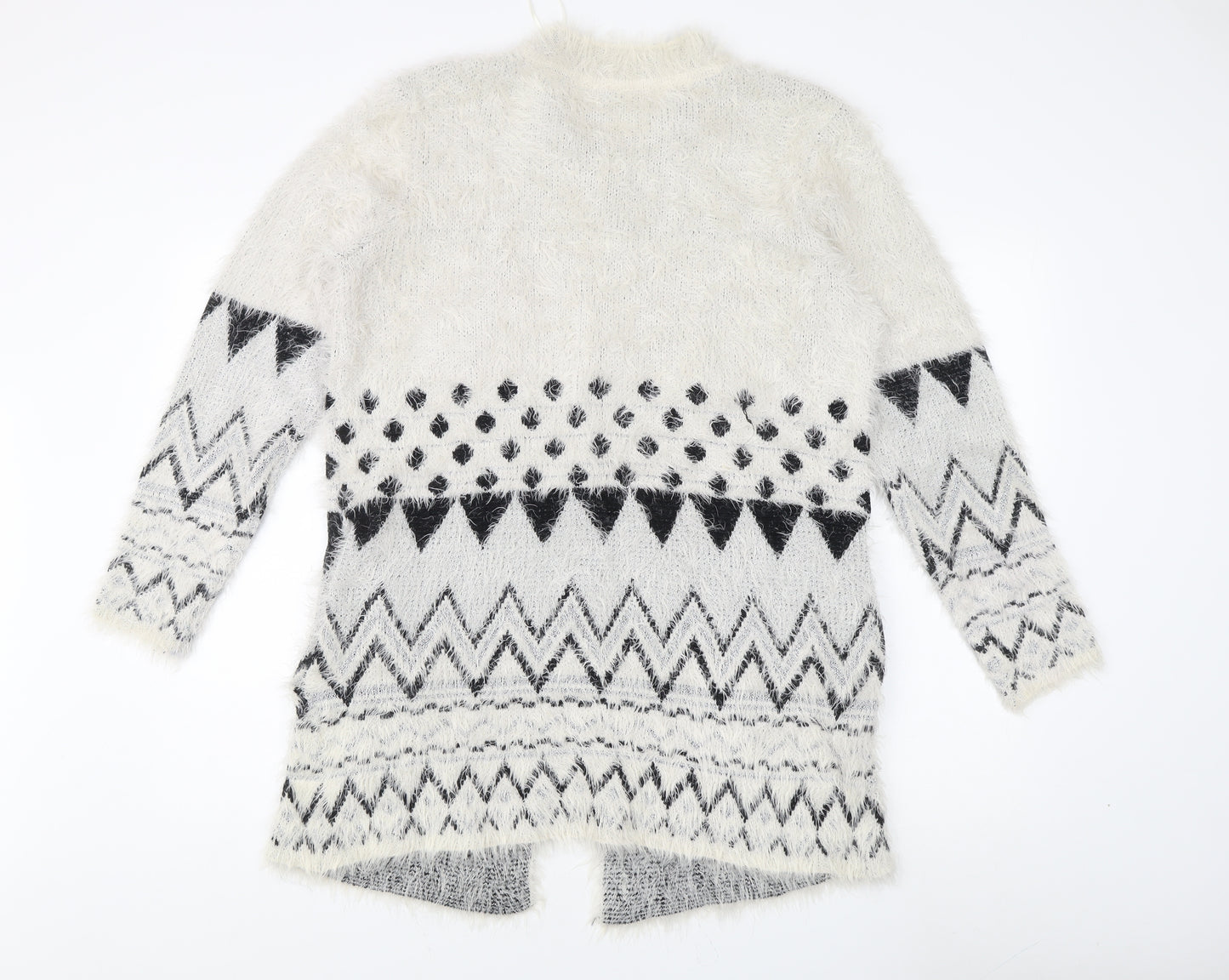 Damart Women's White Geometric Cardigan M