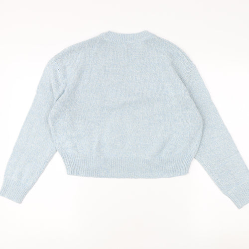 H&M Women Blue XS Crew Neck Acrylic Pullover Jumper