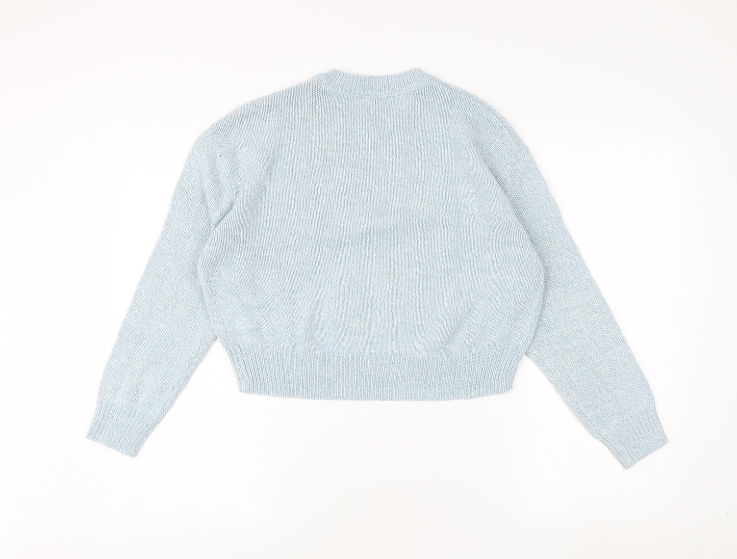 H&M Women Blue XS Crew Neck Acrylic Pullover Jumper