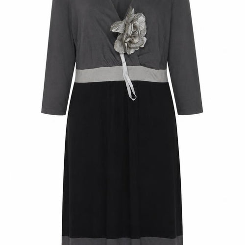Boden Women's Black Grey Wrap Dress, Size 14, 3/4 Sleeve