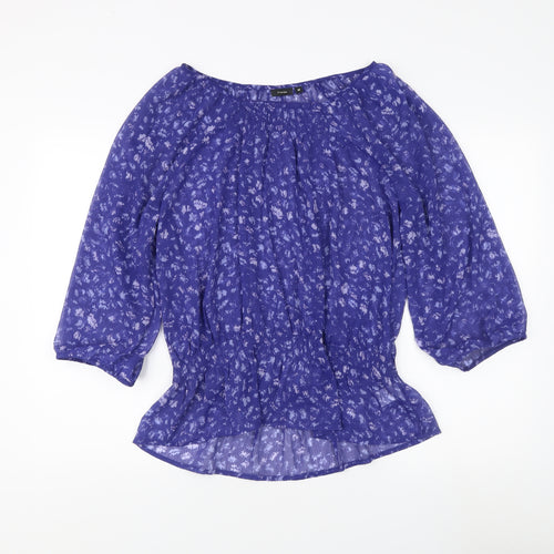 Fransa Women's Blue Floral Tunic Blouse M