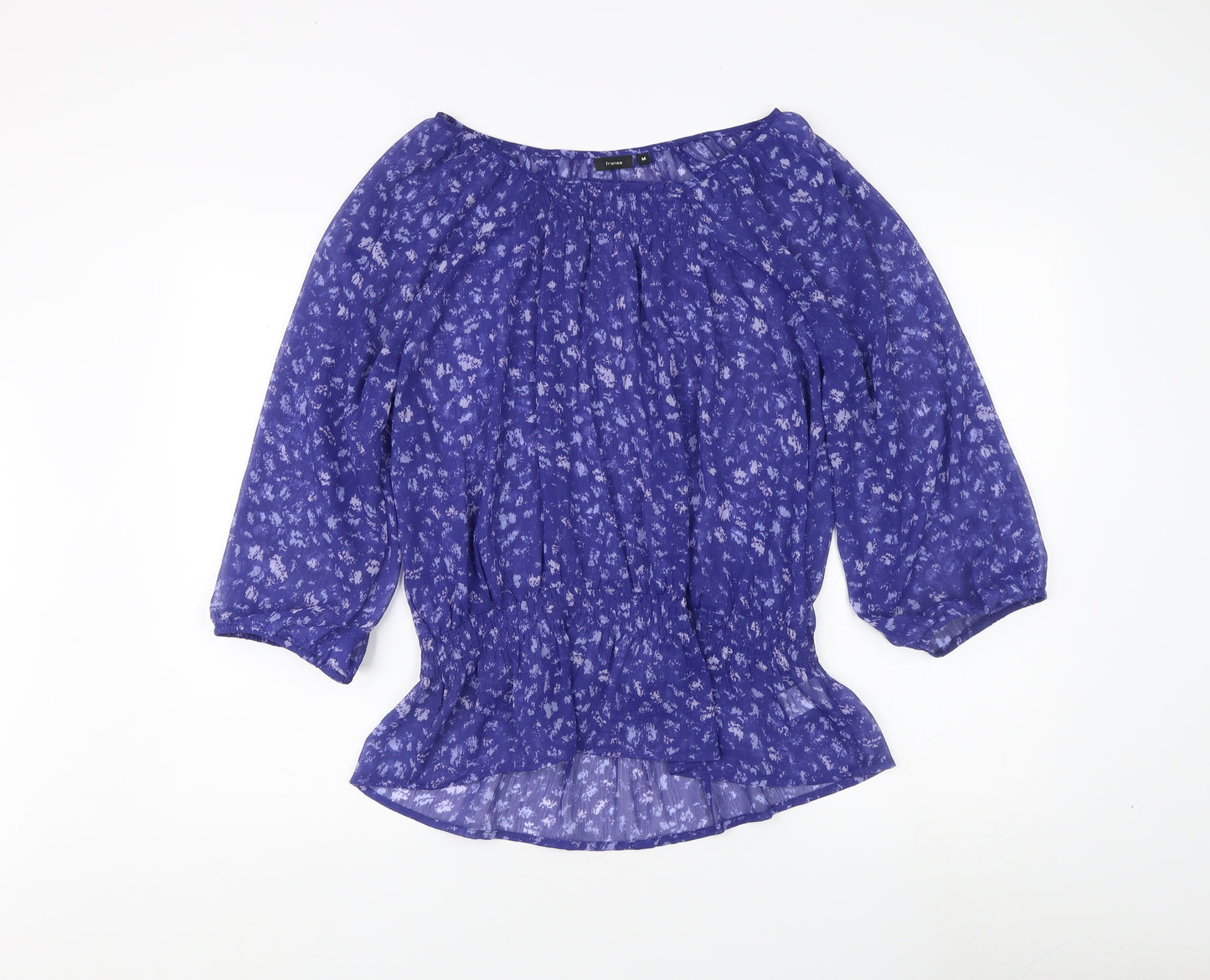 Fransa Women's Blue Floral Tunic Blouse M