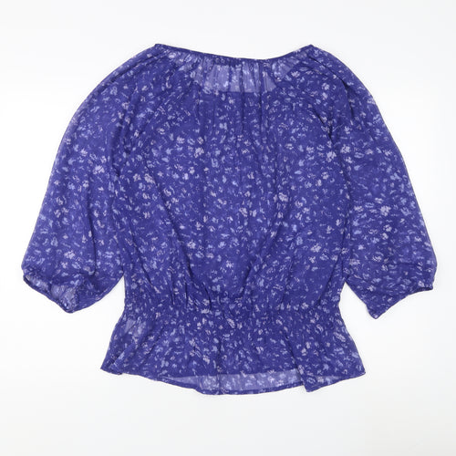 Fransa Women's Blue Floral Tunic Blouse M