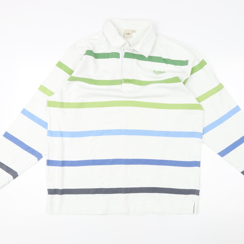 Cotton Traders Men's M Striped Pullover White
