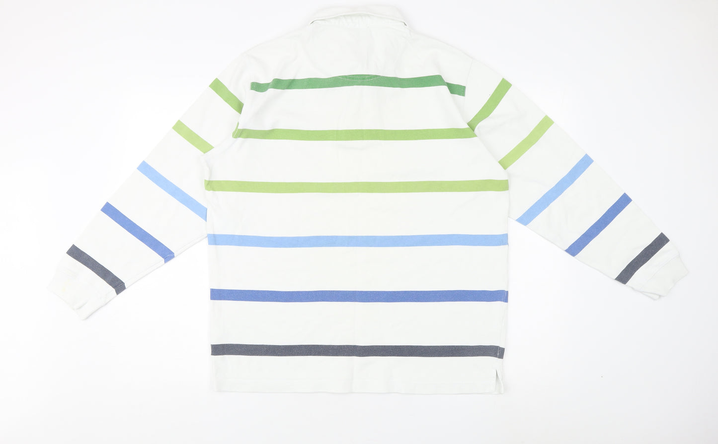 Cotton Traders Men's M Striped Pullover White