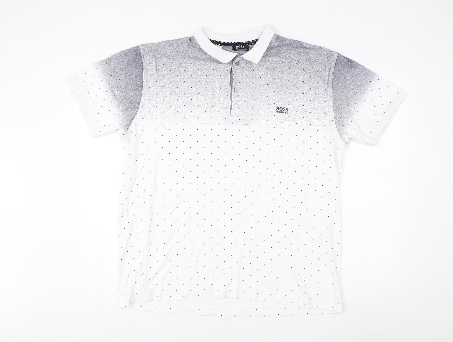 Boss Men's White 3XL Polka Dot Polo Shirt
