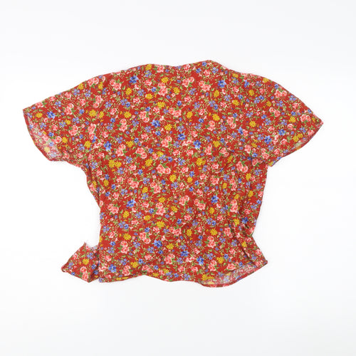 New Look Women's Multicoloured Floral Wrap Blouse - Size 8