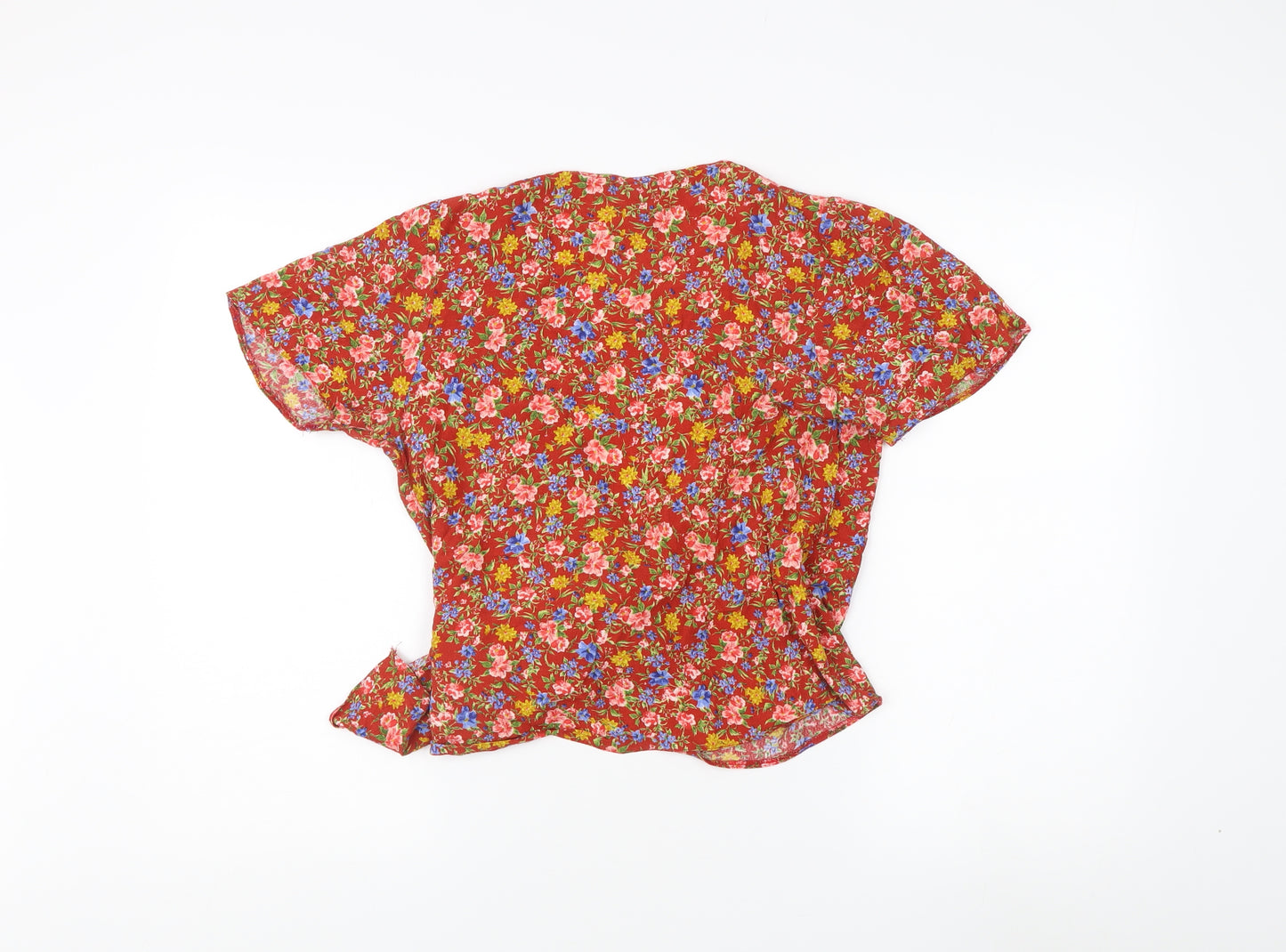 New Look Women's Multicoloured Floral Wrap Blouse - Size 8