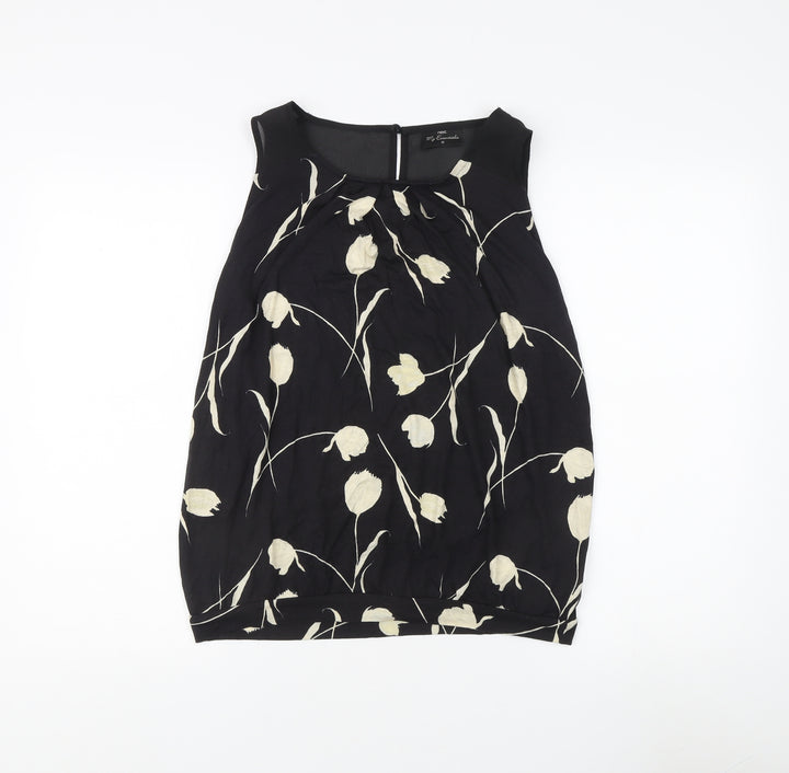 Next Women's Black Floral Tunic Blouse Size 10