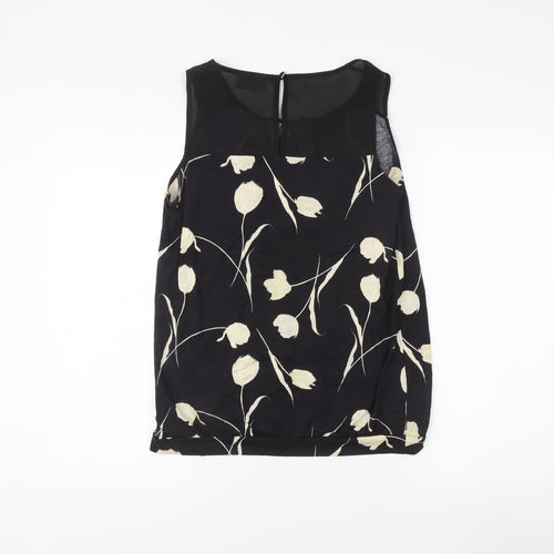 Next Women's Black Floral Tunic Blouse Size 10