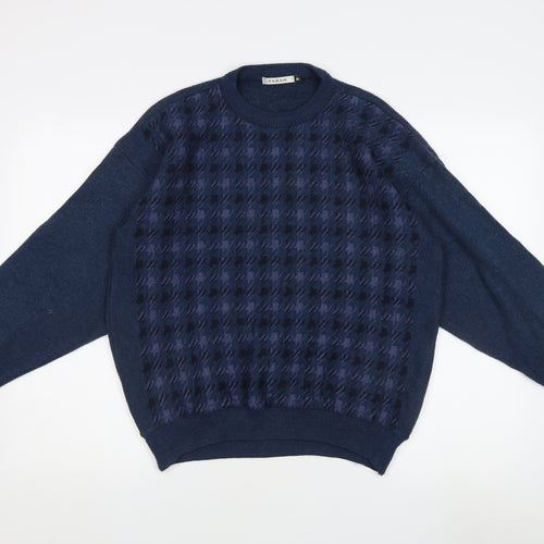 Farah Men's Blue M Check Pullover Jumper