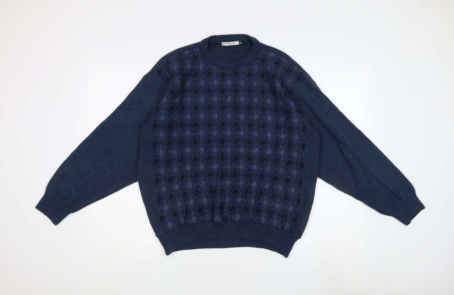 Farah Men's Blue M Check Pullover Jumper