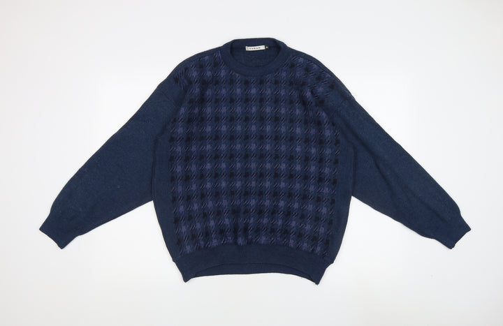 Farah Men's Blue M Check Pullover Jumper