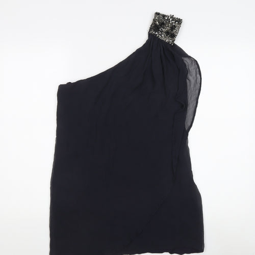 French Connection Women’s Black One Shoulder Beaded Top