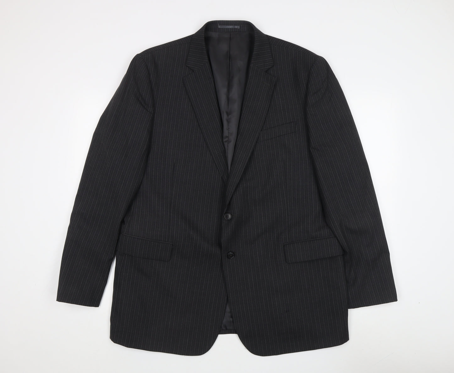 Jaeger Men's Black Striped Wool Blazer 46R