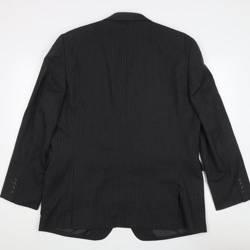Jaeger Men's Black Striped Wool Blazer 46R
