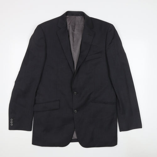 Jeff Banks Mens Grey Wool Blazer, Size 40, Regular Fit