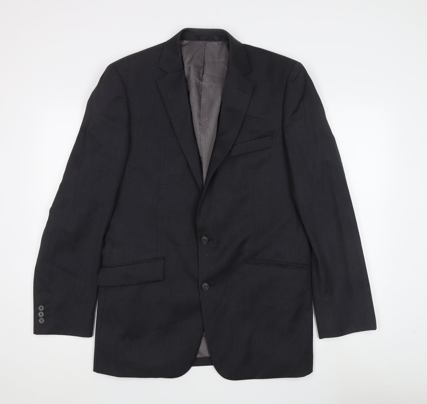 Jeff Banks Mens Grey Wool Blazer, Size 40, Regular Fit