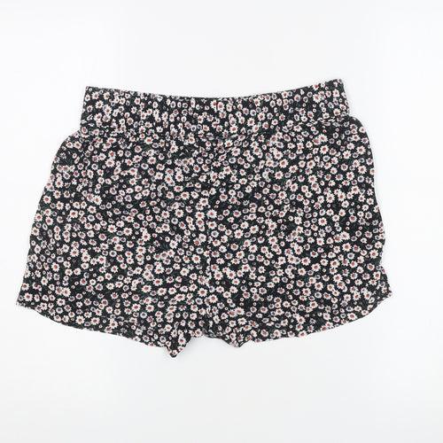 JDY Women's Black Floral Shorts, Size 10, Casual Viscose