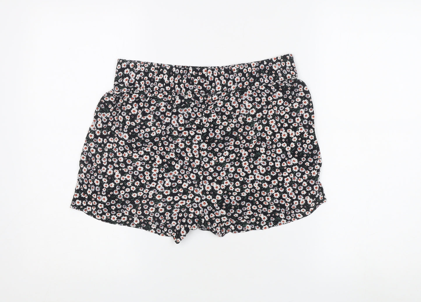 JDY Women's Black Floral Shorts, Size 10, Casual Viscose