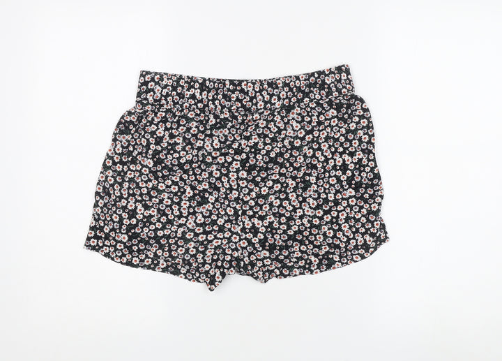 JDY Women's Black Floral Shorts, Size 10, Casual Viscose