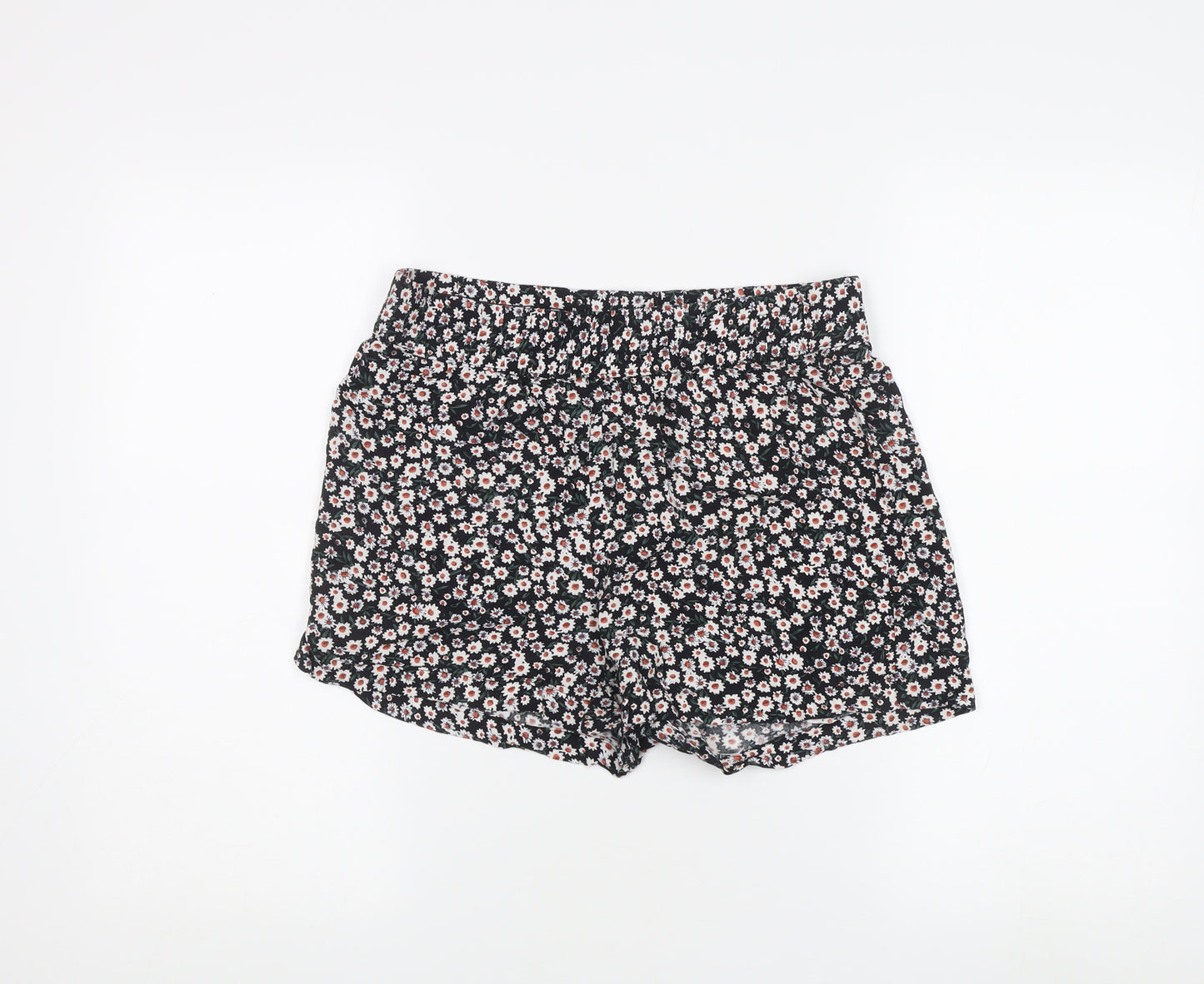 JDY Women's Black Floral Shorts, Size 10, Casual Viscose