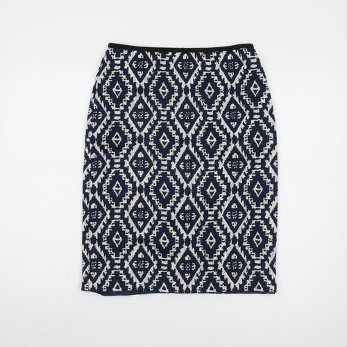 Marks and Spencer Women's Blue Geometric Midi Skirt