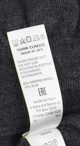 Marks and Spencer Men's Grey Slim Fit V-Neck Jumper L