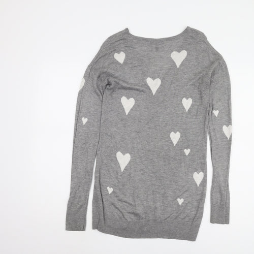 Baukjen Women's Grey Heart Pullover Jumper, Size 6
