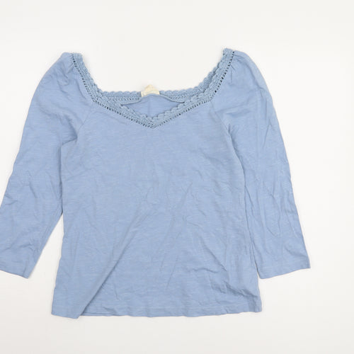 Fat Face Blue Crochet Trim Blouse UK 8 Women's Casual