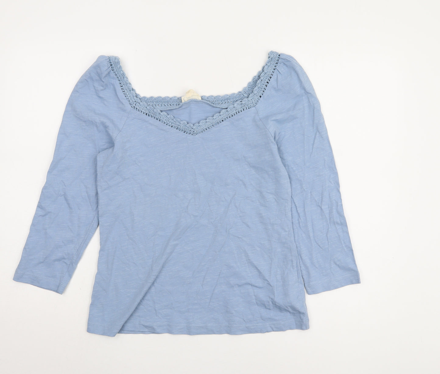 Fat Face Blue Crochet Trim Blouse UK 8 Women's Casual