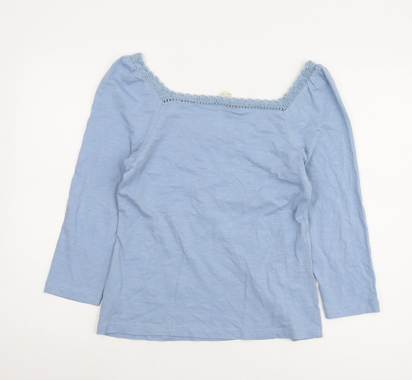 Fat Face Blue Crochet Trim Blouse UK 8 Women's Casual