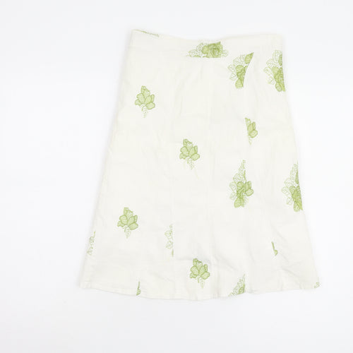 TEMT Women's Ivory Floral Embroidered A-Line Skirt Size 10