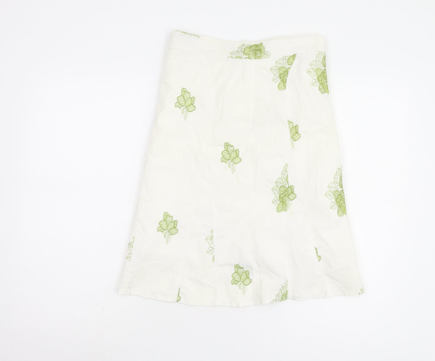 TEMT Women's Ivory Floral Embroidered A-Line Skirt Size 10