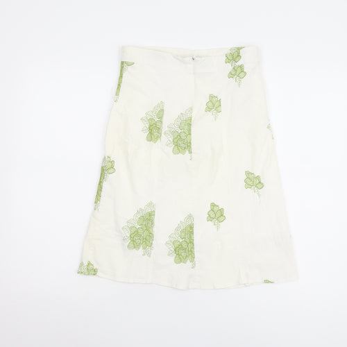 TEMT Women's Ivory Floral Embroidered A-Line Skirt Size 10