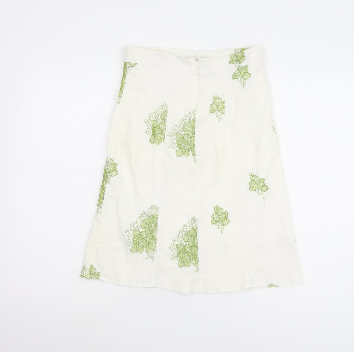 TEMT Women's Ivory Floral Embroidered A-Line Skirt Size 10