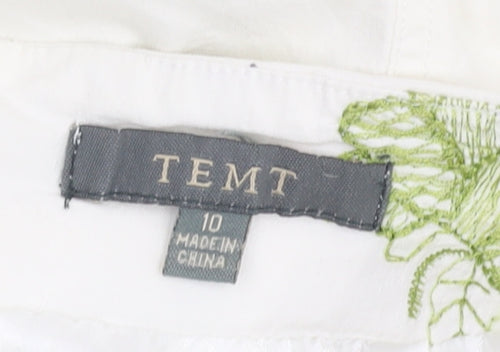 TEMT Women's Ivory Floral Embroidered A-Line Skirt Size 10