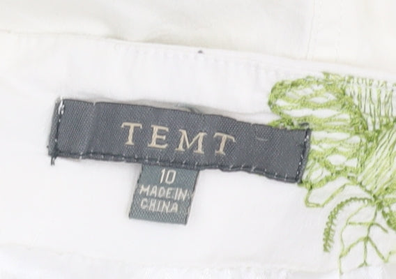 TEMT Women's Ivory Floral Embroidered A-Line Skirt Size 10