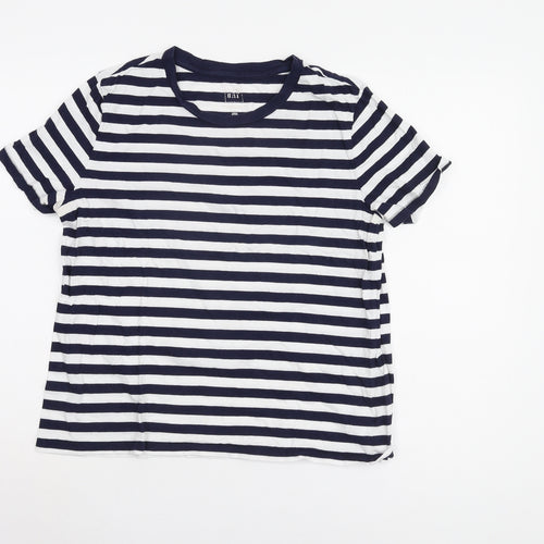 GAP Women's Blue Striped T-Shirt Size 16 - Casual Basic
