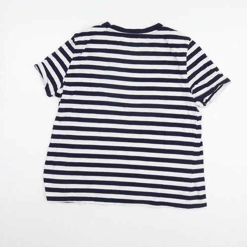 GAP Women's Blue Striped T-Shirt Size 16 - Casual Basic