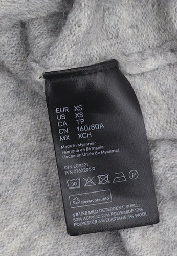H&M Women's Grey Roll Neck Pullover Jumper XS