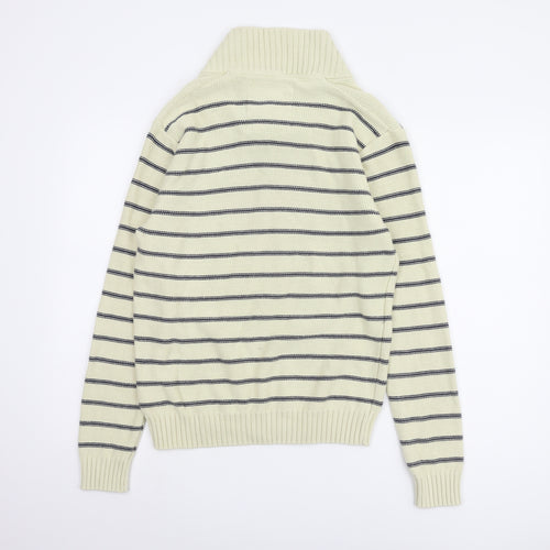 H&M Men’s Beige Roll Neck Striped Pullover - Size L