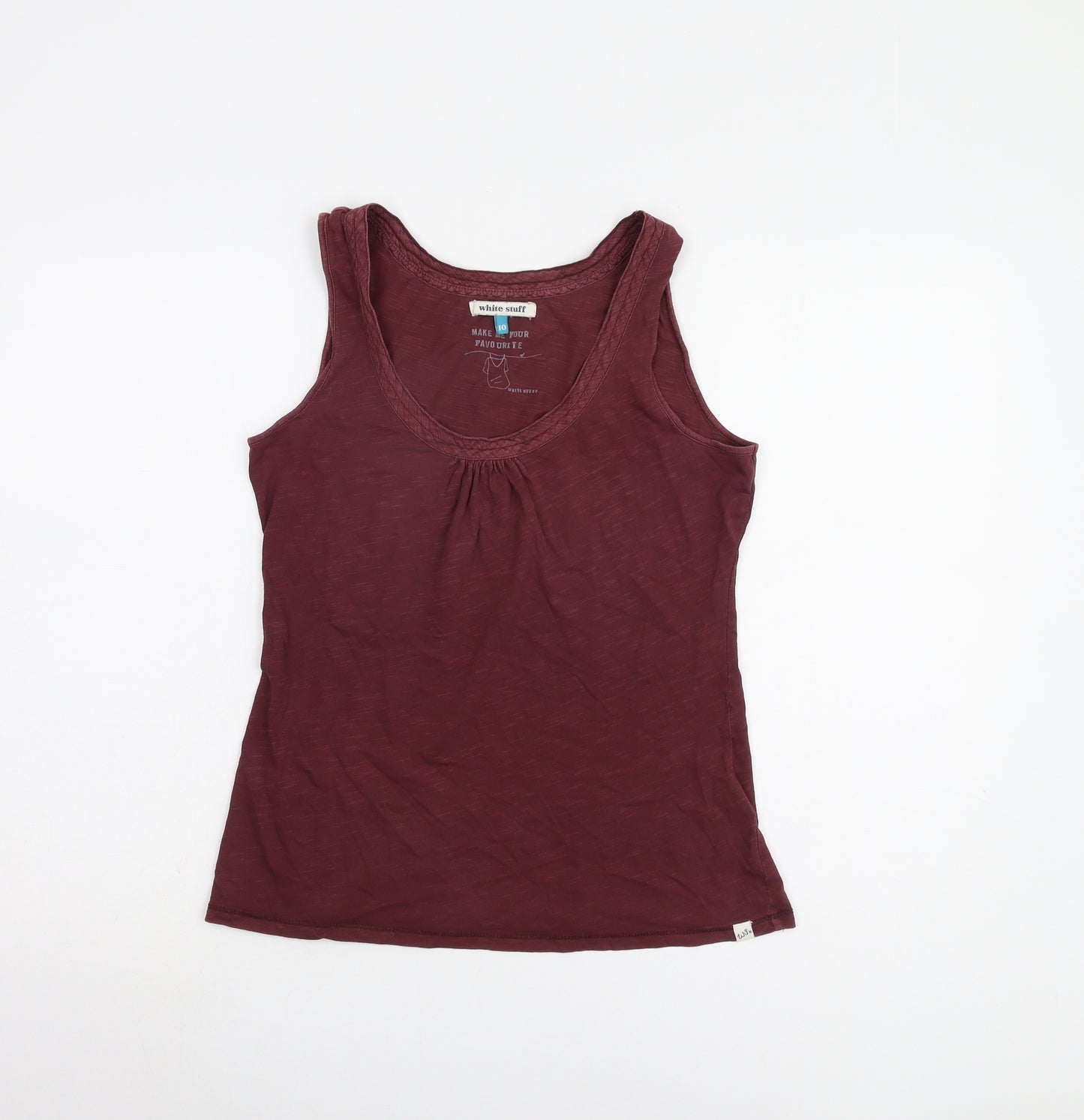 White Stuff Women's Red Tank Top Size 10 Cotton Scoop Neck