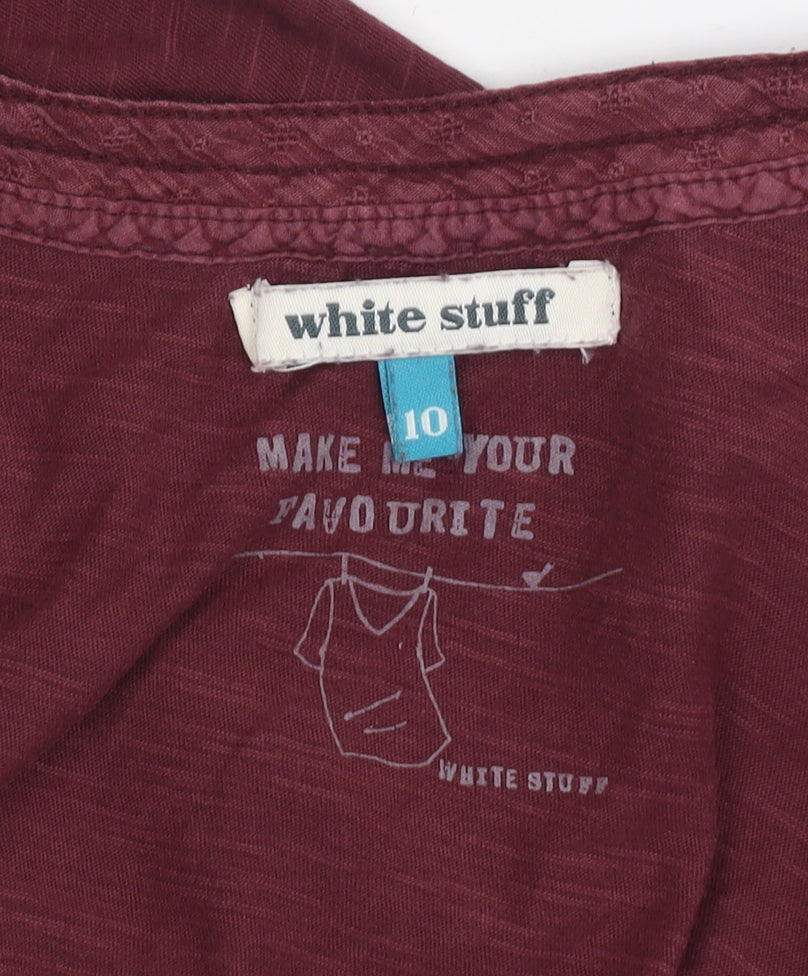 White Stuff Women's Red Tank Top Size 10 Cotton Scoop Neck