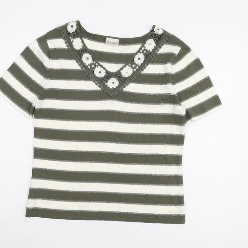 Roman Originals Women's Green Striped T-Shirt M