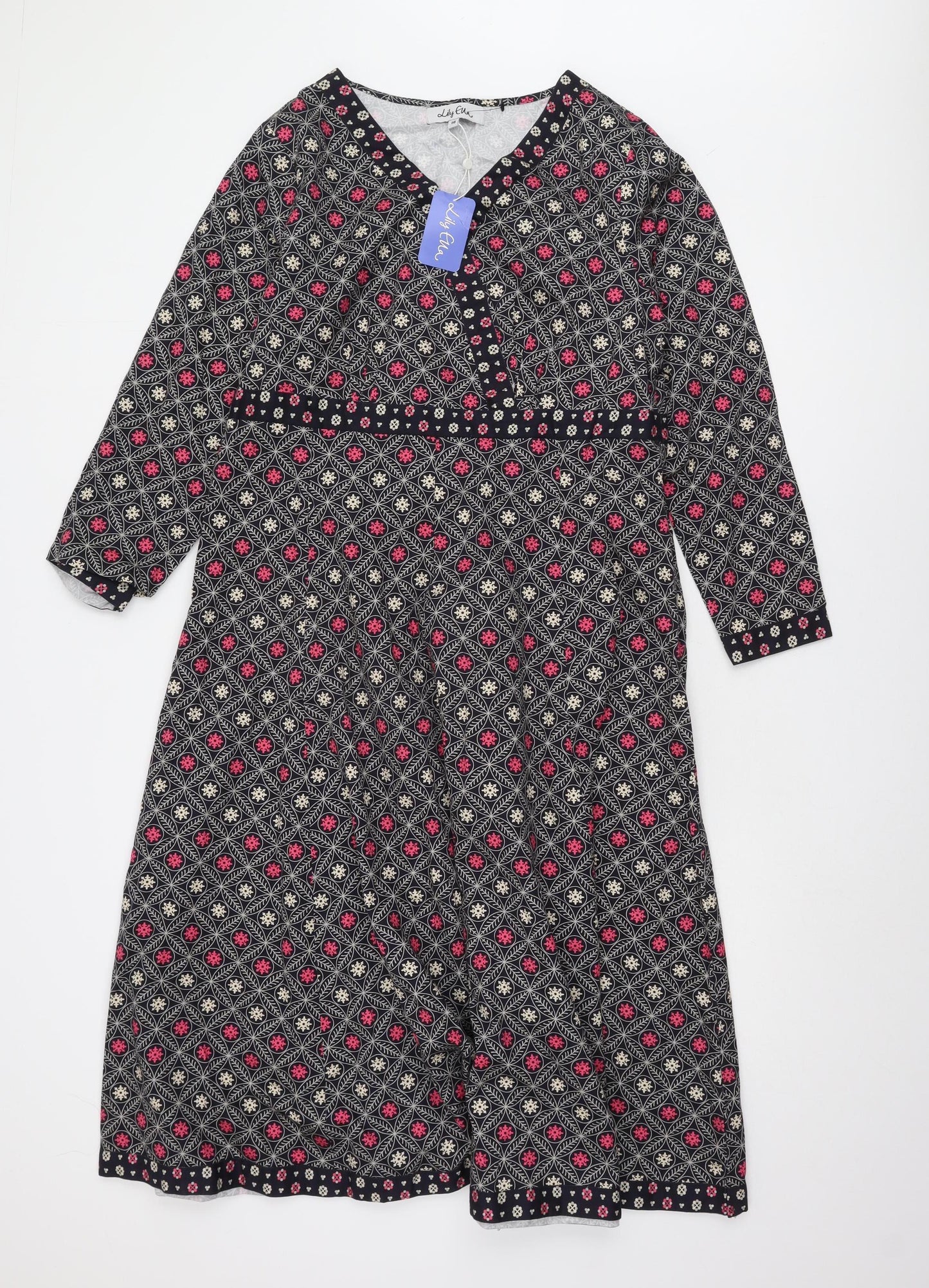 Lily Ella Women’s Multicoloured V-Neck Dress Size 16