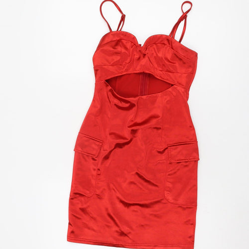 Naanaa Women's Red Sleeveless Party Dress Size 8