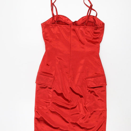 Naanaa Women's Red Sleeveless Party Dress Size 8
